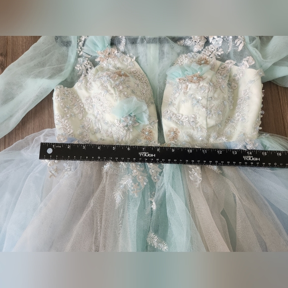 Mint Green Costumes Toast ball gown Banquet wedding Bridal fairy dress gown - Picture 10 of 12